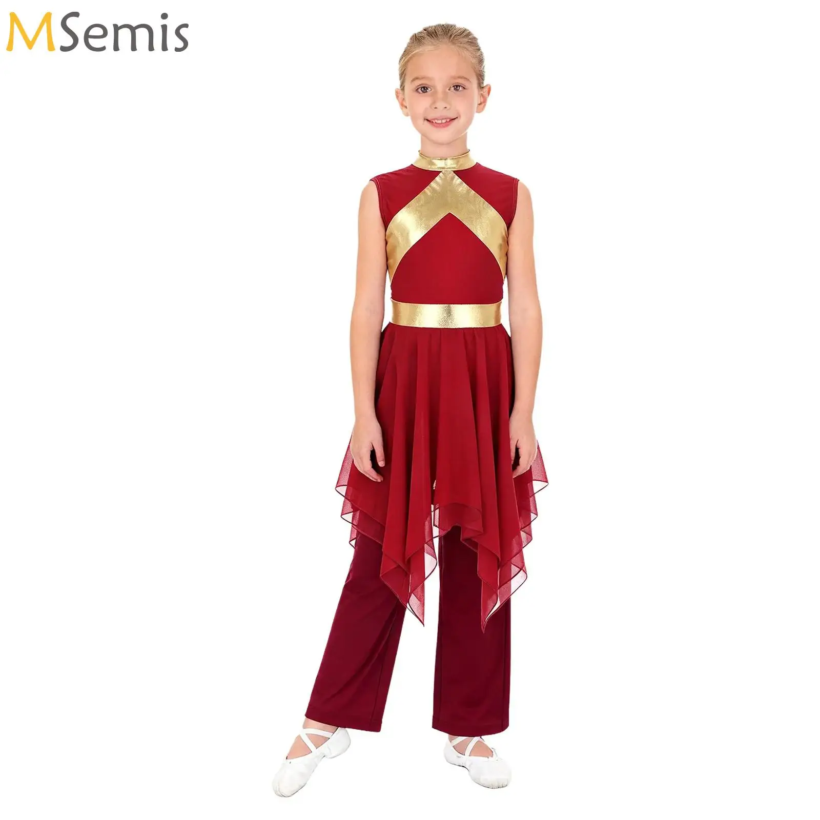 

Child Girls Worship Praise Dress Sleeveless Lyrical Liturgical Dance Costume Kid Church Choir Costume Ballroom Dancing Dancewear