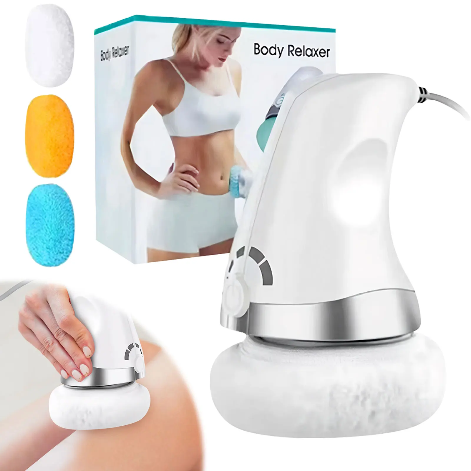 

Электрический ручной аппарат для удаления целлюлита с 3 моющимися подушечками, электрический массажер для тела для живота, талии, рук, ног, ягодиц