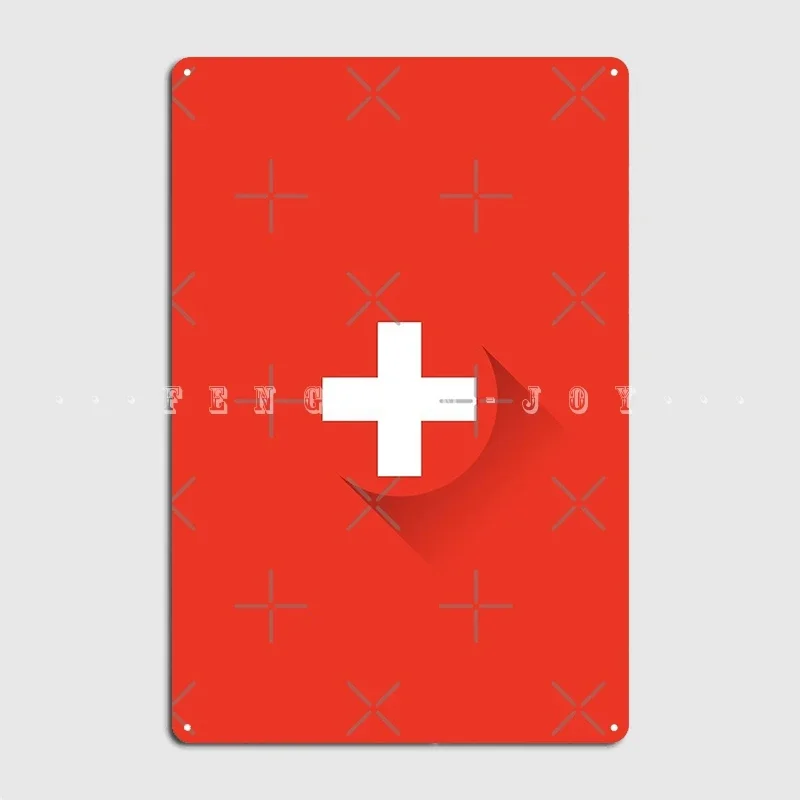Swiss Switzerland Flag Metal Sign Wall Cave Garage Club Printing Garage Decoration Tin Sign Poster