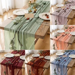 Semi-Sheer Gauze Table Runner Sage Cheesecloth Table Setting Dining Vintage Wedding Party Home Party Arches Cake Decoration
