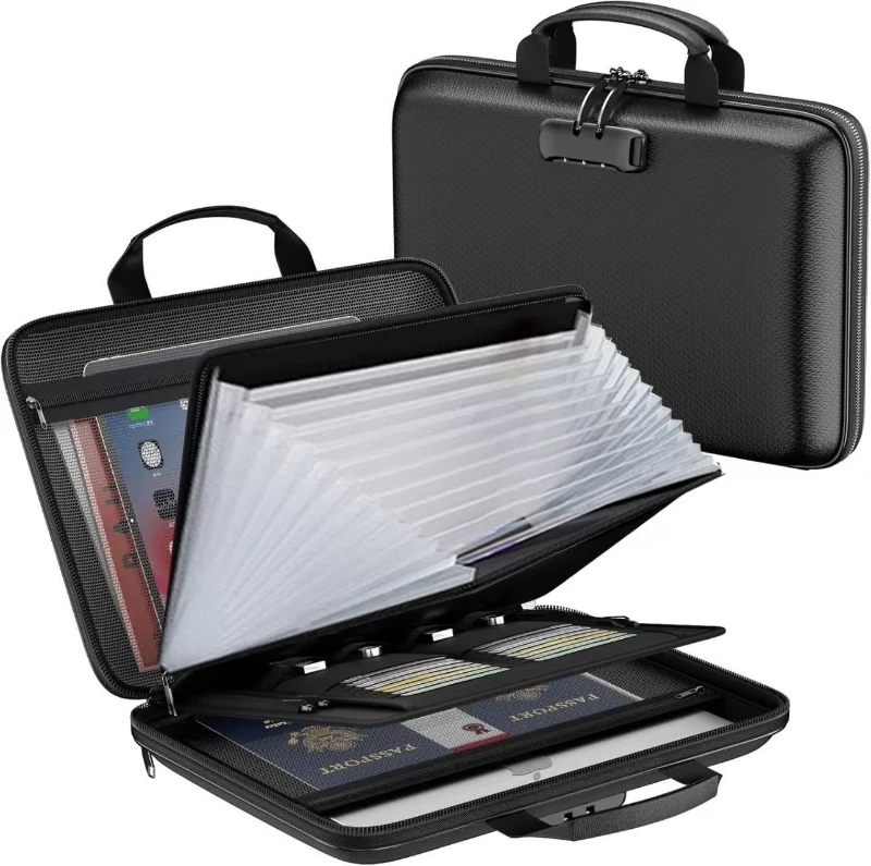 Hard Shell EVA Fireproof Waterproof Organ File Storage Bag, Document Organizer for Home Office Use