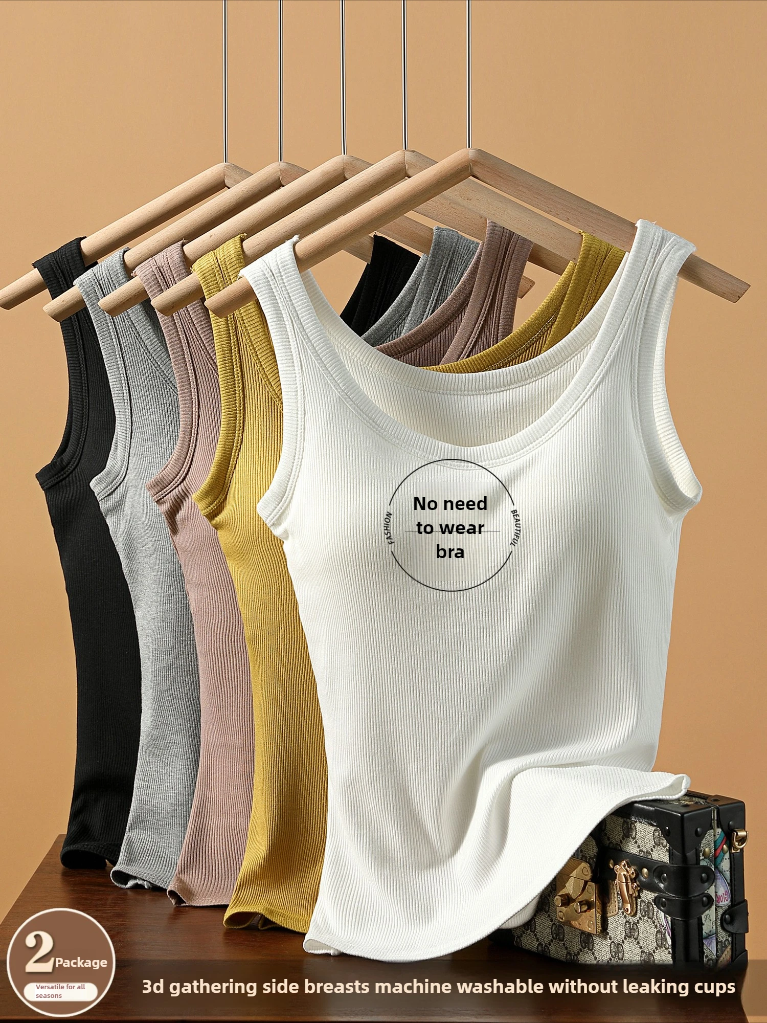 2025 New Summer Women Sleeveless Vest Built in Bra Camisole Korean Style Tank Top Women Clothing Tank Top Women