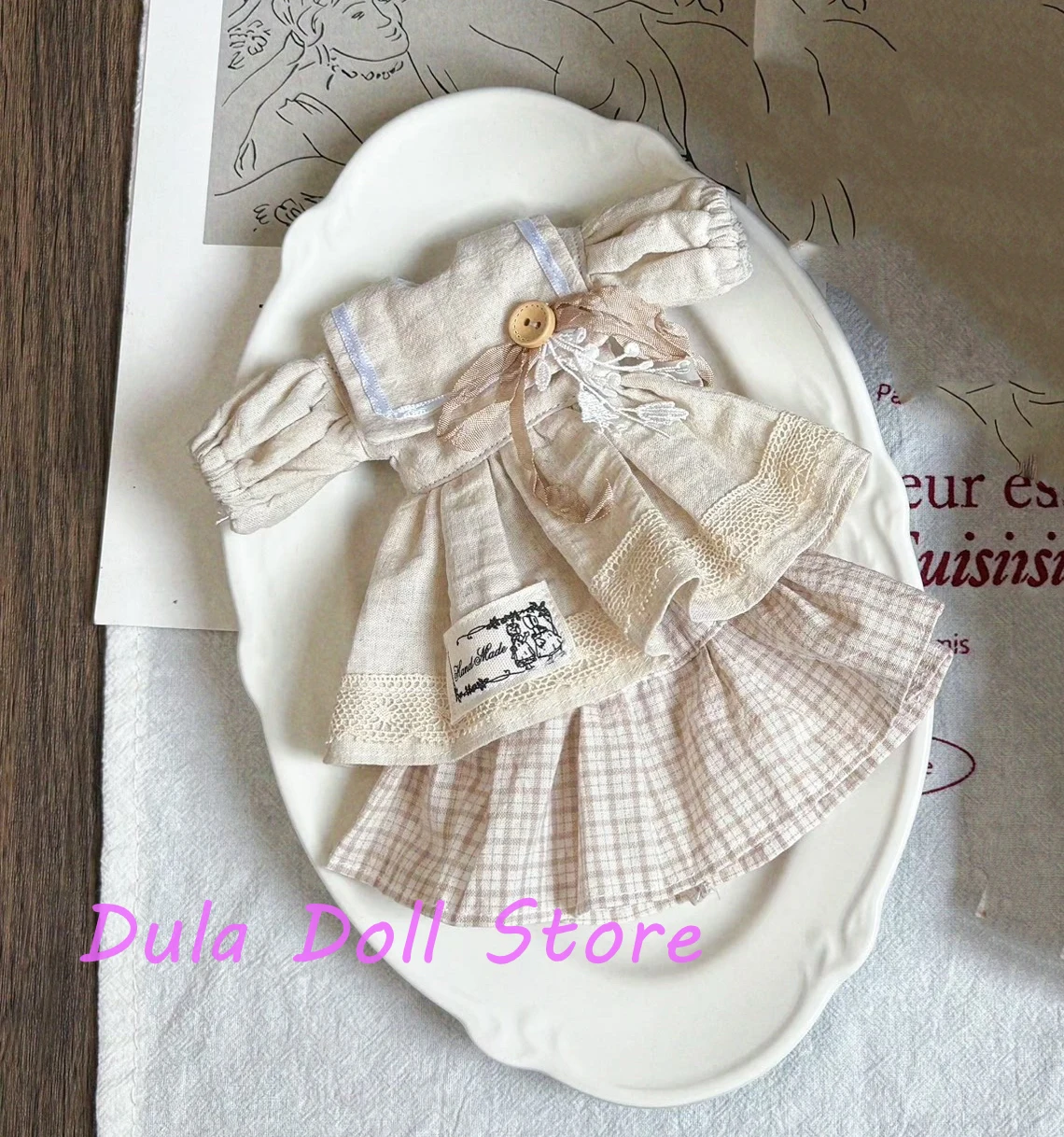 

Комплект одежды для кукол 2026 Dula: платье Tawny, клетчатое платье-основа, шляпа. Аксессуары для кукол Blythe, OB24, OB22, ICY, JerryB, 1/6.