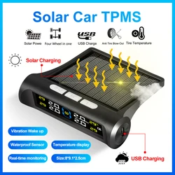 태양광 TPMS 자동차 타이어 압력 모니터 시스템, 타이어 압력 디스플레이, 실시간 모니터링, 온도 경고 경보 시스템