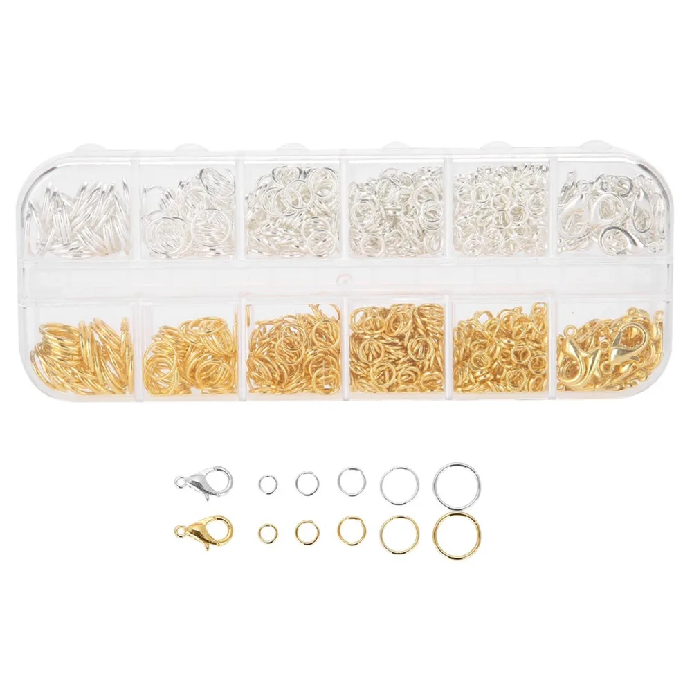 

Комплект колец для прыжков серебристого и золотого цвета, плоскогубцы с прямыми ртами, застежки-омары из цинкового сплава, комплект для ремонта ожерелья, ремесленные проекты