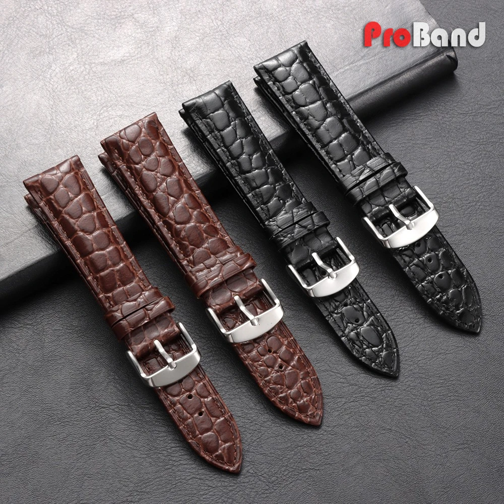 

Crocodile Pattern Leather Watch Band Universal Brown Black Bracelet 12/14/16/18/19/20/21/22mm Men Women Watch Straps Accessories
