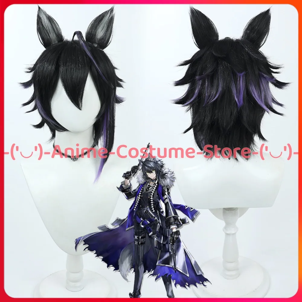 فرسان المشاجئة شعر مستعار تأثيري مع آذان أنيمي لعبة شخصية هالوين كرنفال حفلة زي الباروكات مقاومة للحرارة الشعر الاصطناعية