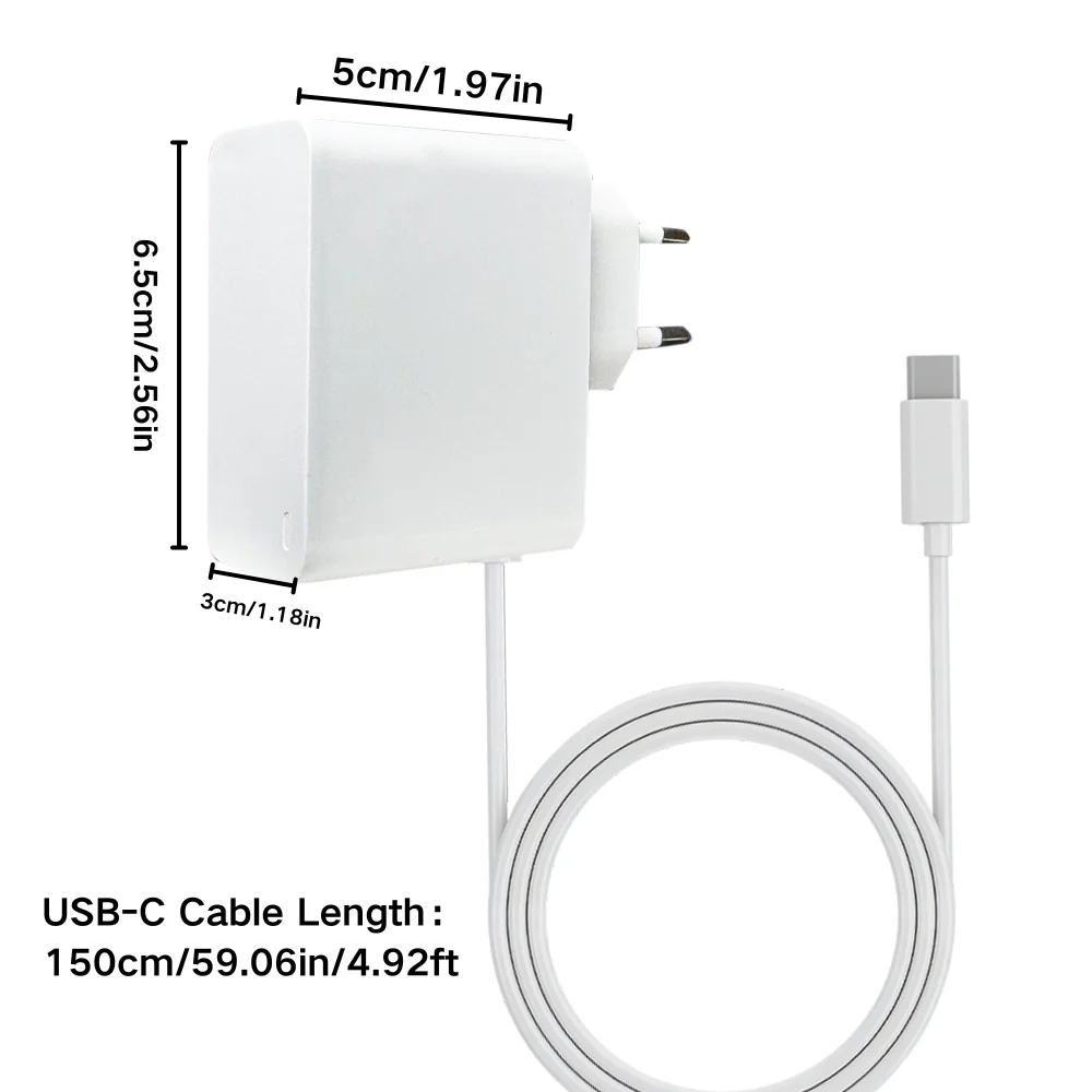 65W USB C GaN PD Fast Charger with EU Plug Wall Charger Type C Power Adapter Includes USB C Cable Compatible with MacBoo Lenovo