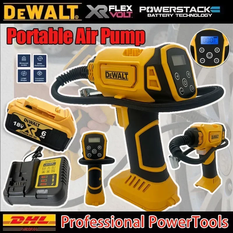 

Беспроводной электрический компрессор DEWALT с автоматическим насосом для накачки шин и цифровым манометром для автомобиля и велосипеда, с зарядным устройством