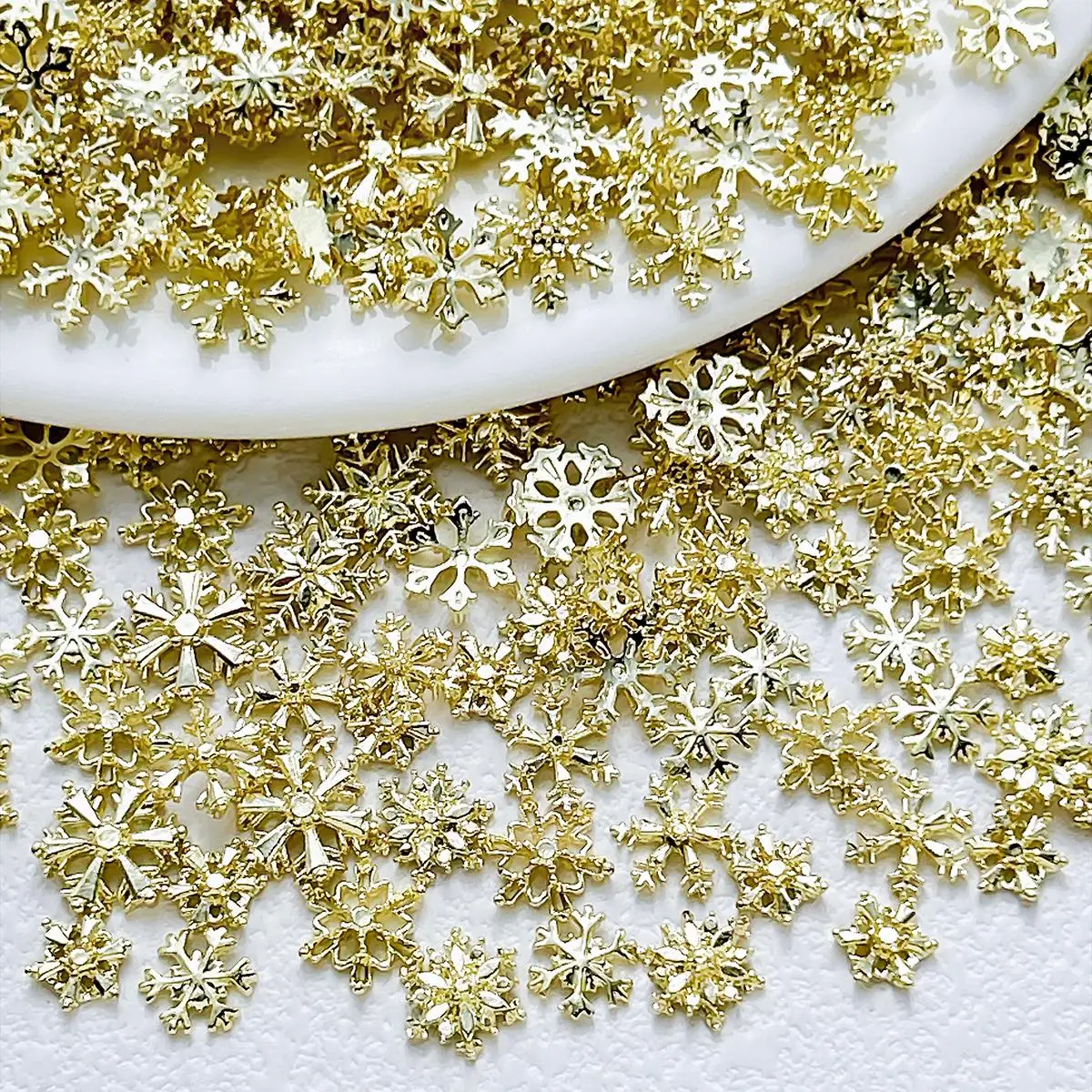 20PCS  Glossy Creative Y2K Alloy Snowflake Nail Charms Multiple Style Light Luxury Hexagonal Snowflakes Nail Art Decorations DIY