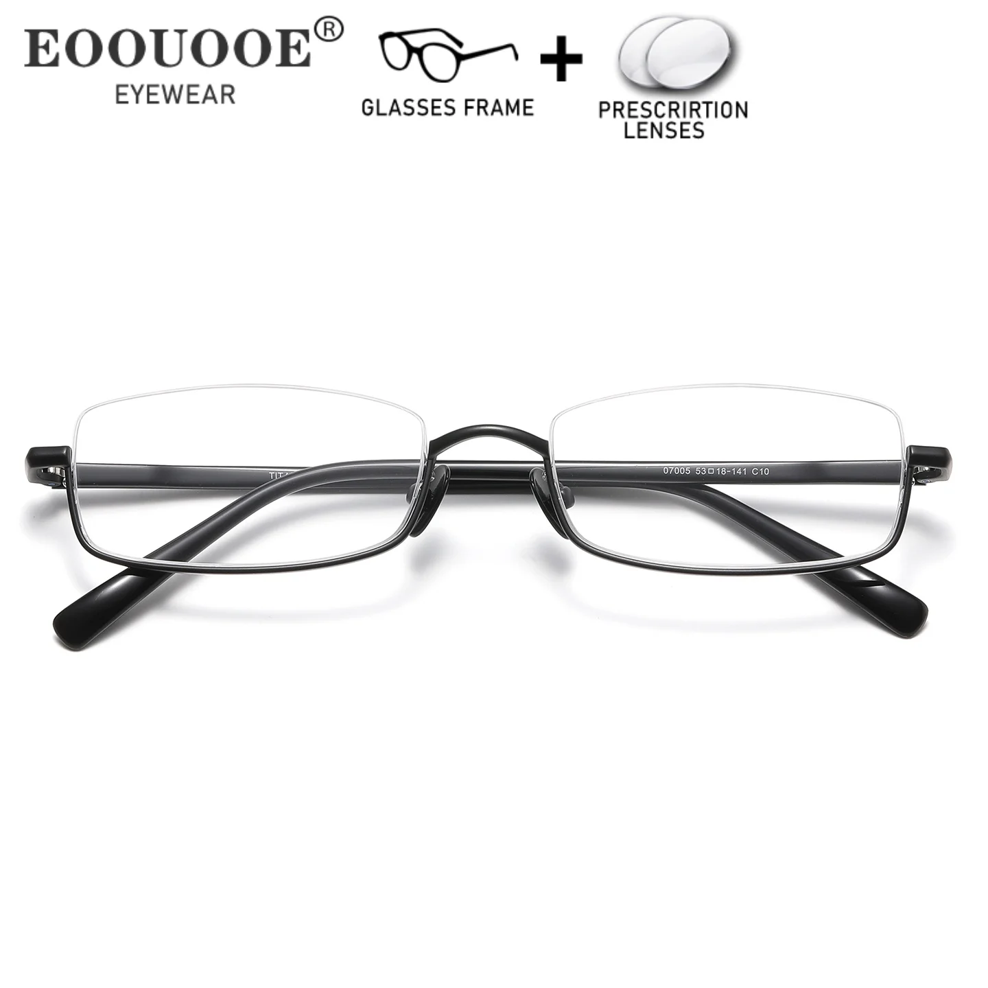 

Pure Titanium Half Frame Men Women Prescription Recipe Myopia Hyperopia Lenses Progressive Vision Optical Eyeglasses Blue Light