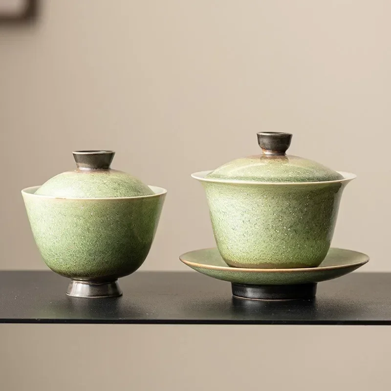 

Фарфоровый гавайский набор для смены печи для чайной сушки, чайная посуда, китайские зеленые миски, набор для чайной церемонии чая, лилия Дэн