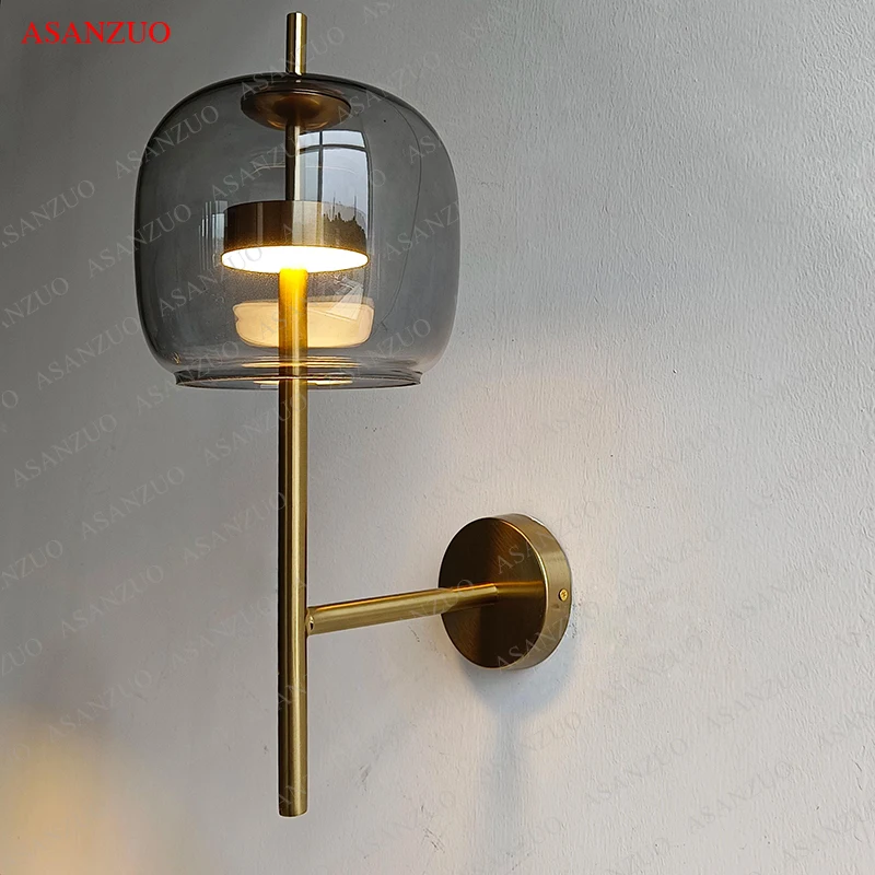Modern Led Creative Glass Wall Lamps Study Bedroom Living Room Bedside Decor Light Warm Luxury Bedside Sconce Lamp Lighting