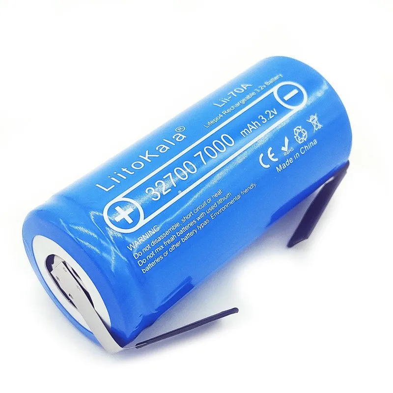 3.2V LiitoKala 32700 7000mAh Lii-70A LiFePO4 Battery 35A Continuous Discharge Maximum 55A High power battery+Nickel sheets