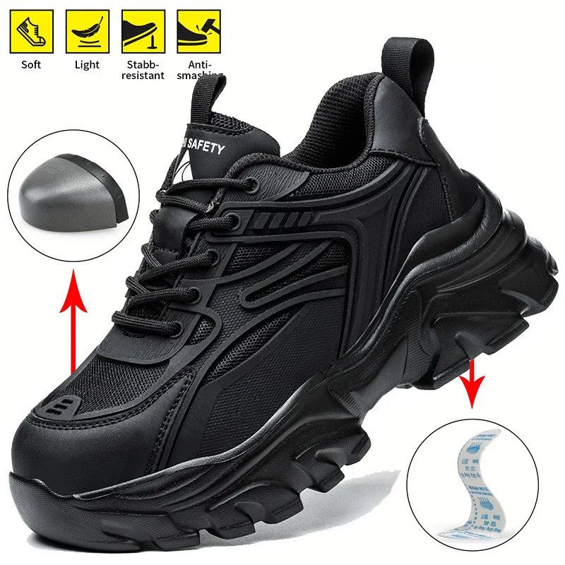 Damen-Sicherheitsschuhe, Stahlkappenschuhe, höhenvergrößernde Arbeitsschuhe, Sicherheit, Tennis, kostenloser Versand, industrielle Schutzschuhe