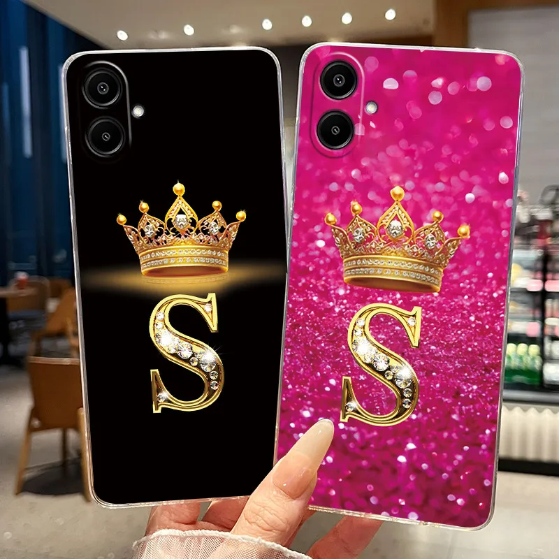 Etui na telefon Samsung Galaxy A07 M07 F07 F70e 4G 5G, przezroczyste, miękkie TPU, modne, z koroną, literą…