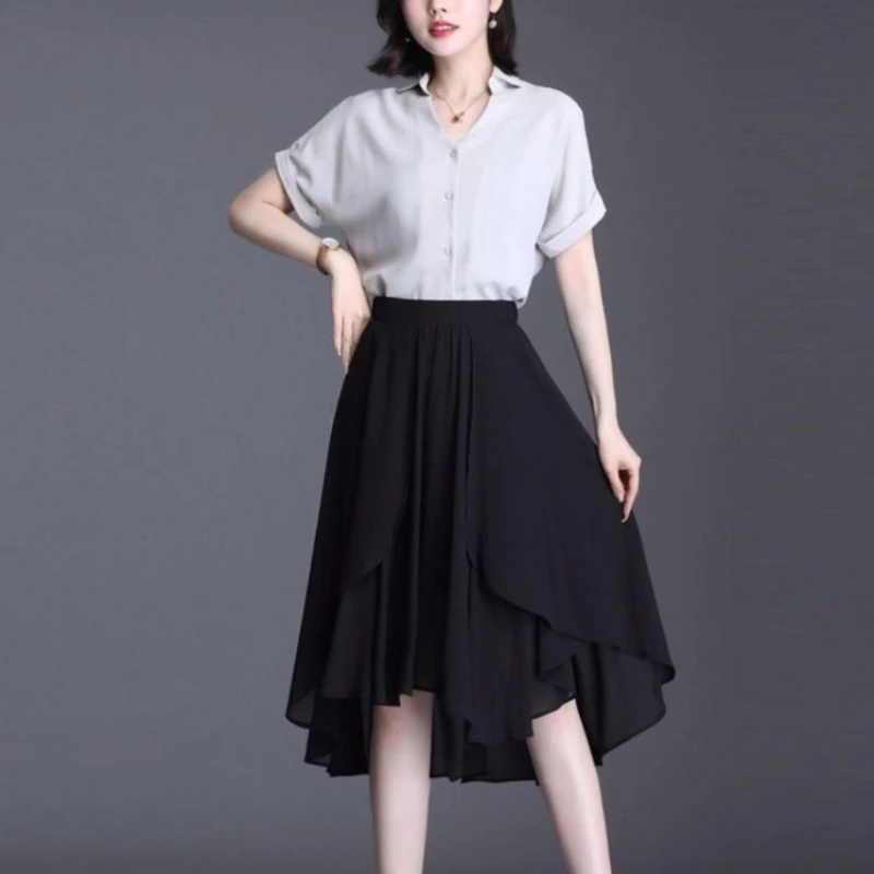 Summer 2024 Woman Skirt New In Chiffon Skirts for Women Zevity Streetwear Cheap Aesthetic High Quality Korean Style Premium V