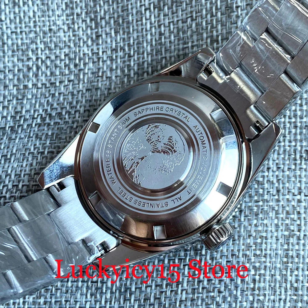 تخصيص 300 متر مقاوم للماء غواص 41 مللي متر NH35 التلقائي الرجال ساعة اليد السيراميك الحافة أمة الله الهاتفي AR طلاء قبة الياقوت الكريستال
