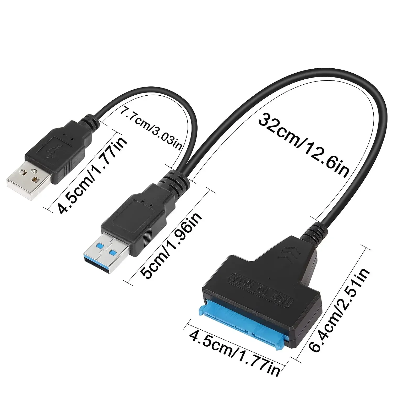 USB 3.0 ถึง SATA III อะแดปเตอร์ฮาร์ดไดรฟ์ SATA to USB 3.0 Converter สําหรับ 2.5 นิ้ว SSD และ HDD Dual USB 12 V/2A DC Power Port