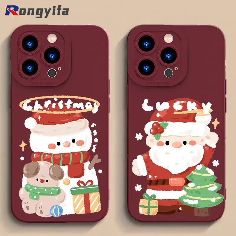 ل Vivo IQOO Z9 Z8 Z8X 12 11 10 9 8 5 Pro 11s 7 5G 4G جراب هاتف الكرتون سانتا كلوز عيد الميلاد غطاء ناعم