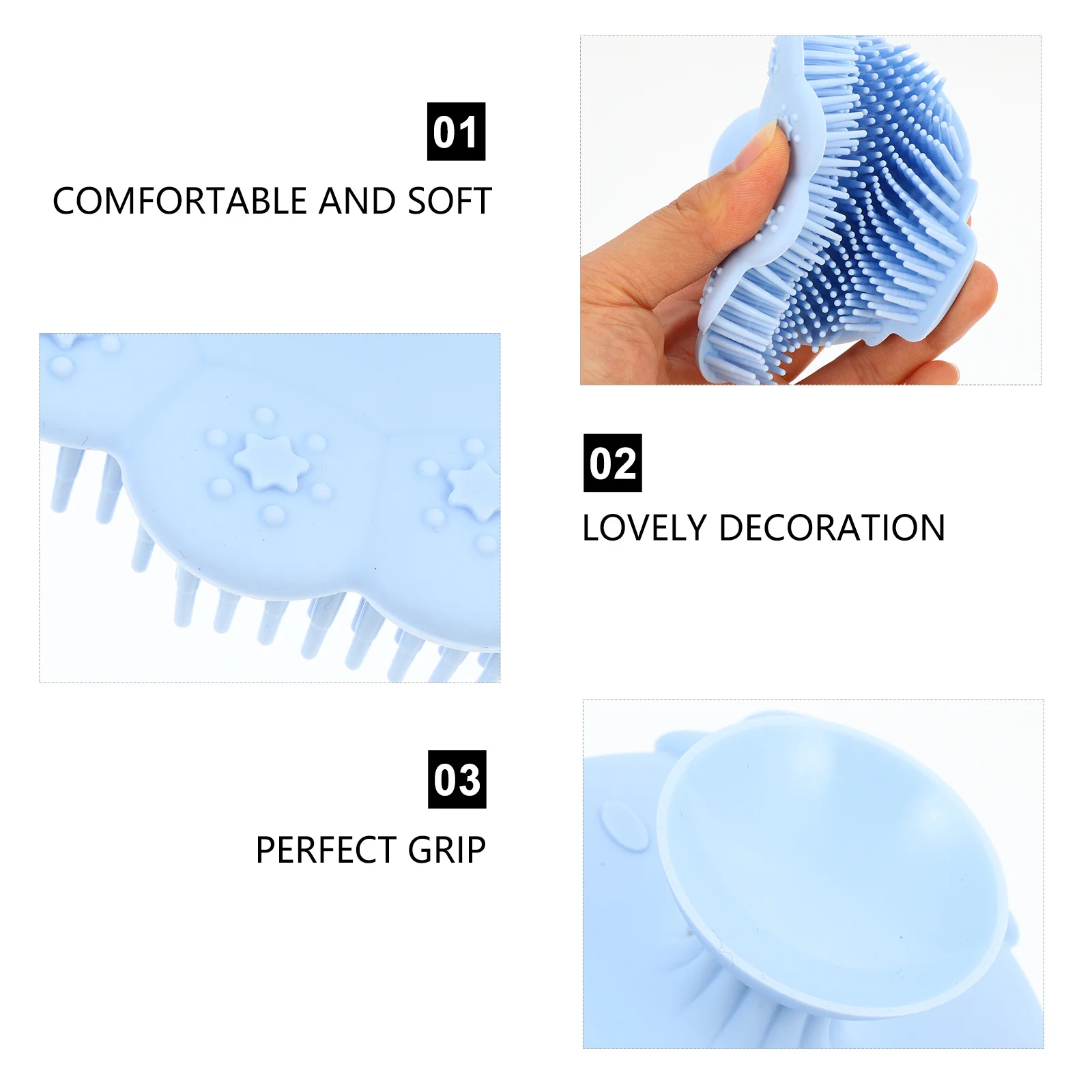 

1Pcs Bath Brush Soft Silicone Shower Scrubber Ergonomic Design for Comfortable Grip Scalp Stimulation and Body