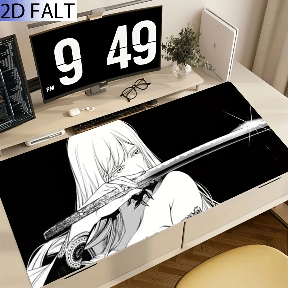 Gaming Mouse Pad,Desk Mat,Large Size,Anti-slip,Stitched Edges,Soft Rubber,Long Hair Samurai Sword Anime Deskpad For Office Use