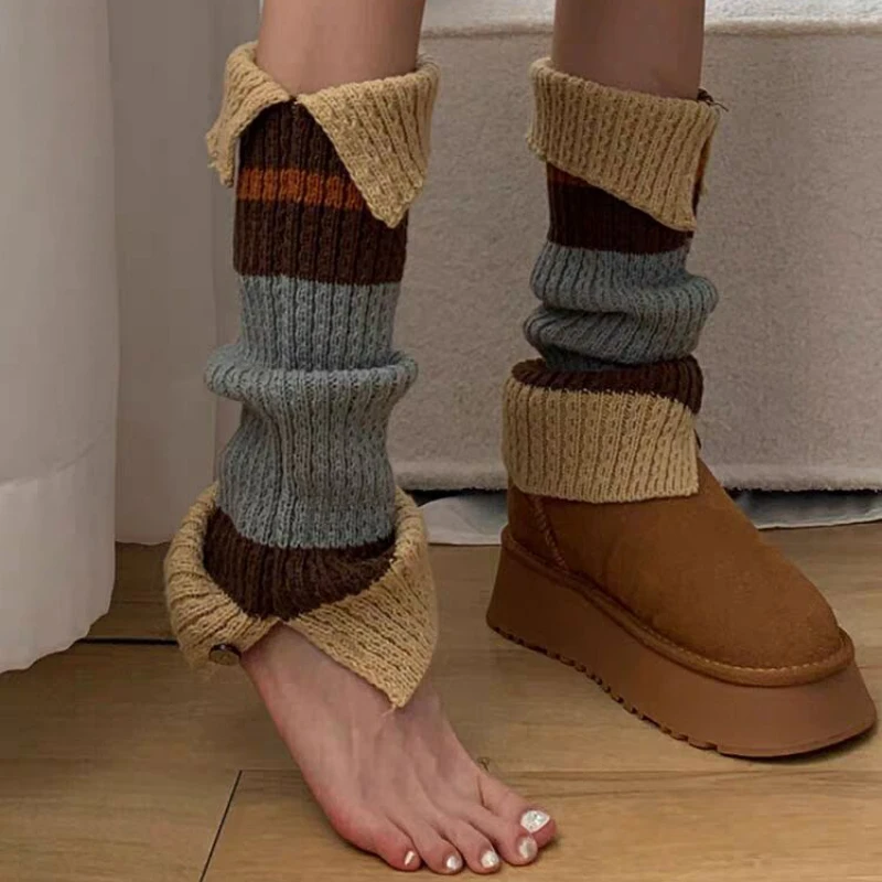 American Retro Girl Warm Socks Autumn And Winter Y2k Hot Girl Pile Knitted Socks Nightclub Shopping Brown Japanese Wool Socks