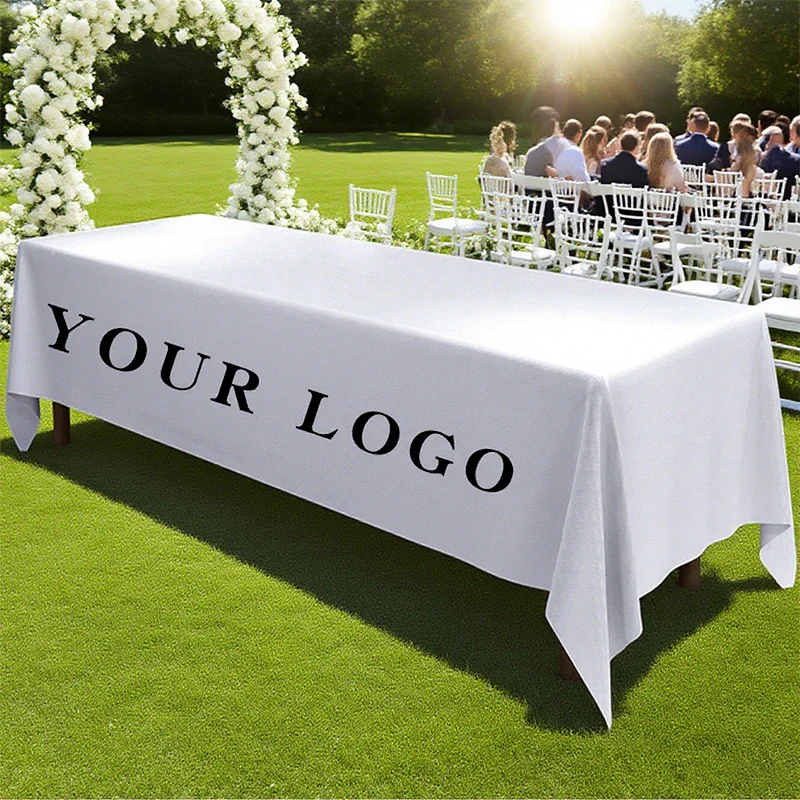 1pc Custom Tablecloth Compatible for Weddings, Birthdays & Corporate Events - Custom Logo/Text/Photo Banner Suitable for Tables