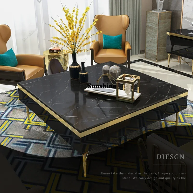 

Modern Morocco New Classical Postmodern Square Stainless Steel Coffee Table Tea Table for Living Room FT