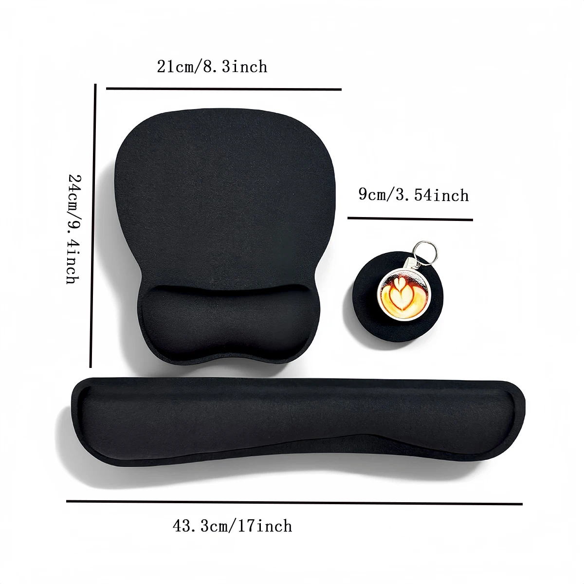 Tastatur-Handballenauflage und Mauspad mit Handgelenkstütze Set (3-teilig), Mauspad mit Rutschfester Gummibasis, Ergonomisches Memory-Foam-Pad – Detail 1