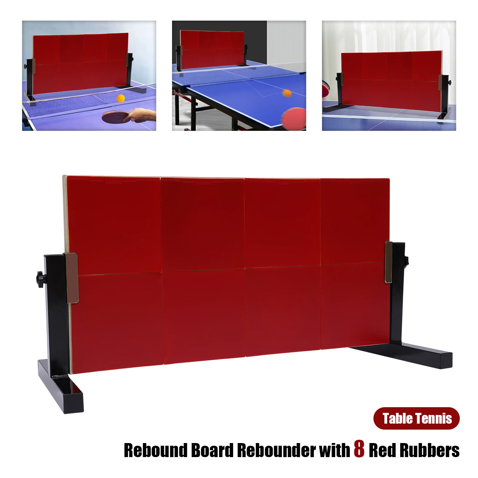 Table Tennis Rebound Board Rebounder with 8Red Rubbers Generation Pingpong Return Board Self Training Equipment Galvanized Frame