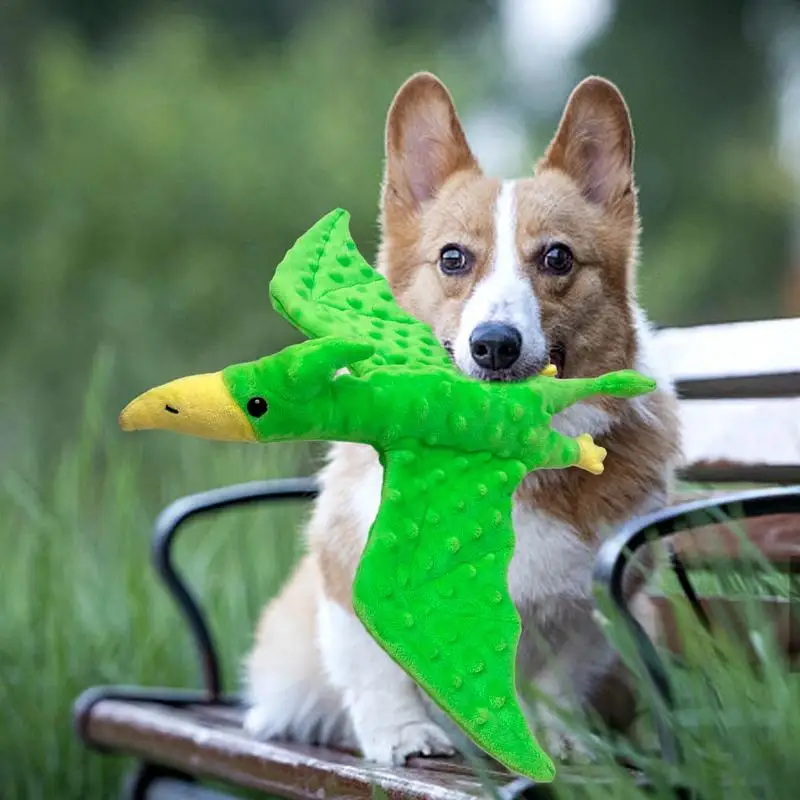 Pterodactyl Dog Toy Pterosaur Design Plush Toys For Aggressive Chewers Dog Treat Toy Squeaky Plush Dog Toy Puppy Chew Toys