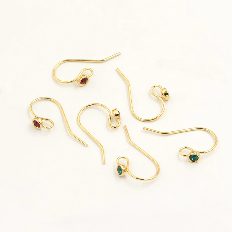 Real 14K Gold Filled Ear Wire 3MM Zircon Bezel Ear Wire with Ring Gold Ear Wire Jewelry Making Handmde DIY Earrings Accessories