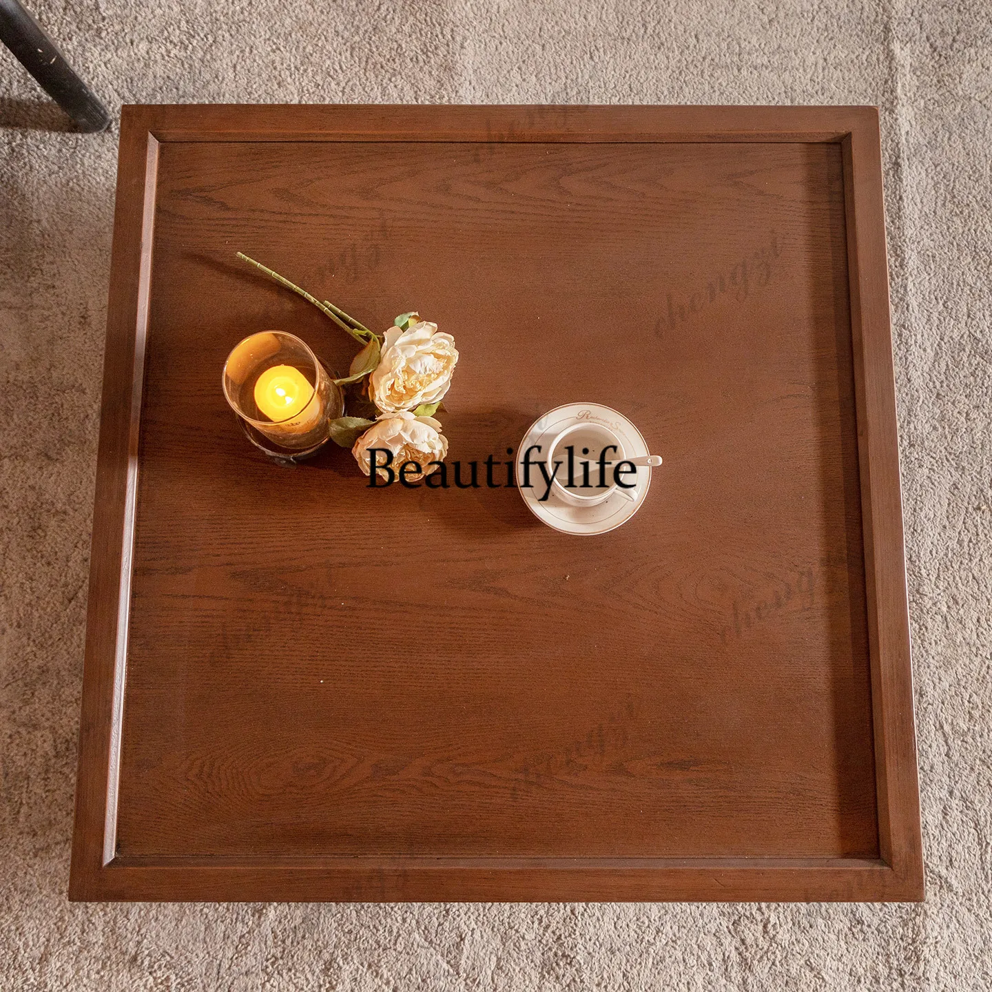 Medieval wabi-sabi wind living room coffee table B & B coffee shop restaurant sofa side few new Chinese square table