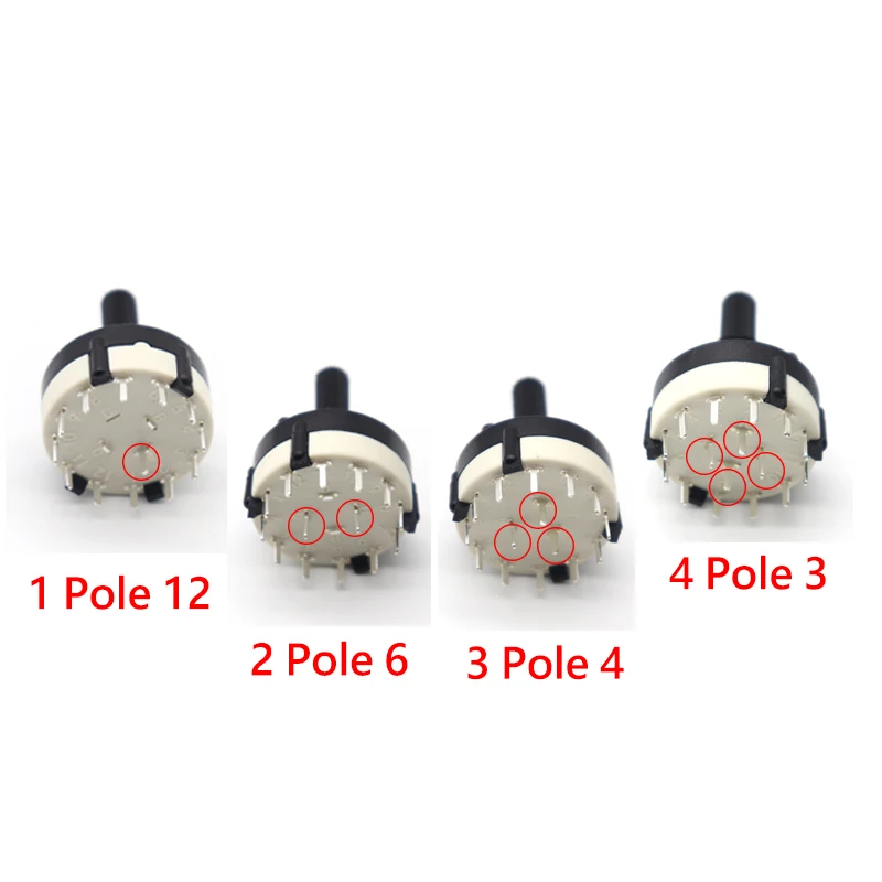 【1PCS】 RS26 Plastic 4 Pole 3 Position Rotary Band Switch 2 Pole6 Position 1 Pole12 Position Handle Length 21MM Axis Band Switch