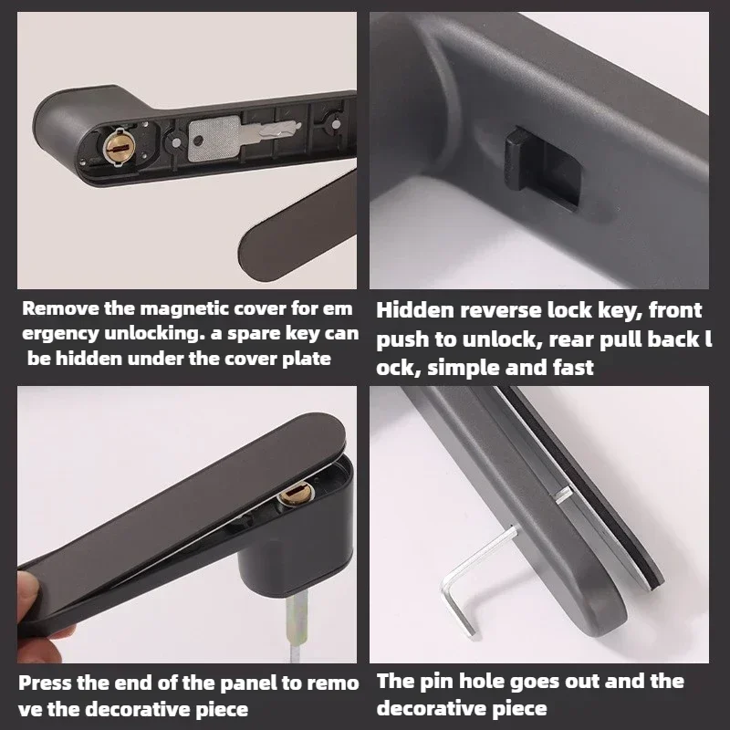 New Ecological Lock Hidden Keyhole Bedroom Study Magnetic Suction Silent Door Lock One Character Handle Minimalist European Styl