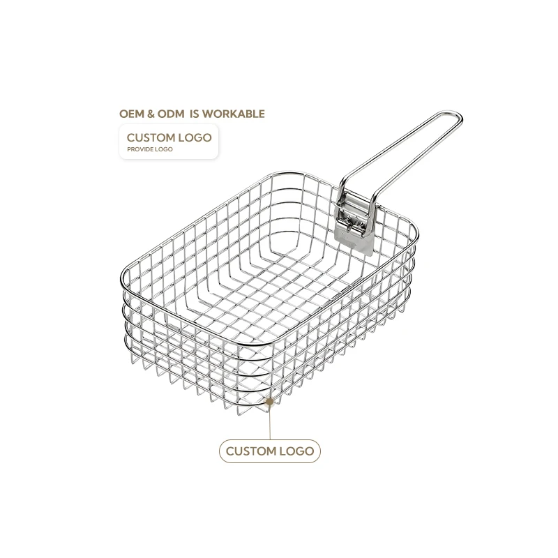 شبكات وسلال مقلية خارجية من CAMPINGMOO، قابلة للطي للتخييم 304 بطاطس مقلية مقلية من الفولاذ المقاوم للصدأ، صناديق غداء للنزهات، S-1218