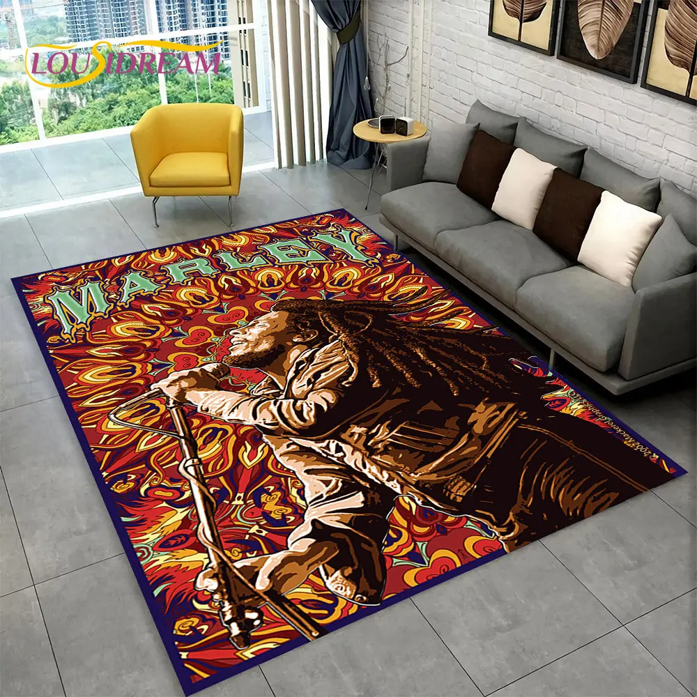 

Bob Marley Reggae Music Maple Leaf Jamaican Area Rug,Carpet Rug for Living Room Bedroom Sofa Doormat Decor,Non-slip Floor Mat