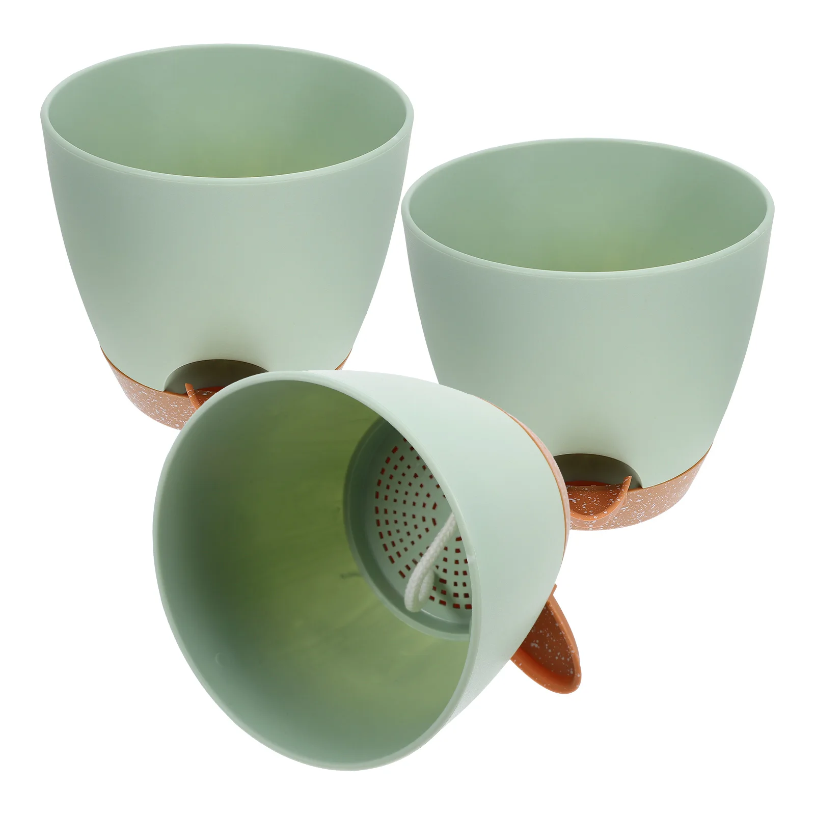 

3 Pcs Self Watering Flower Pots Automatic Absorbent Planters Indoor Succulent Light Green Office Balcony Garden