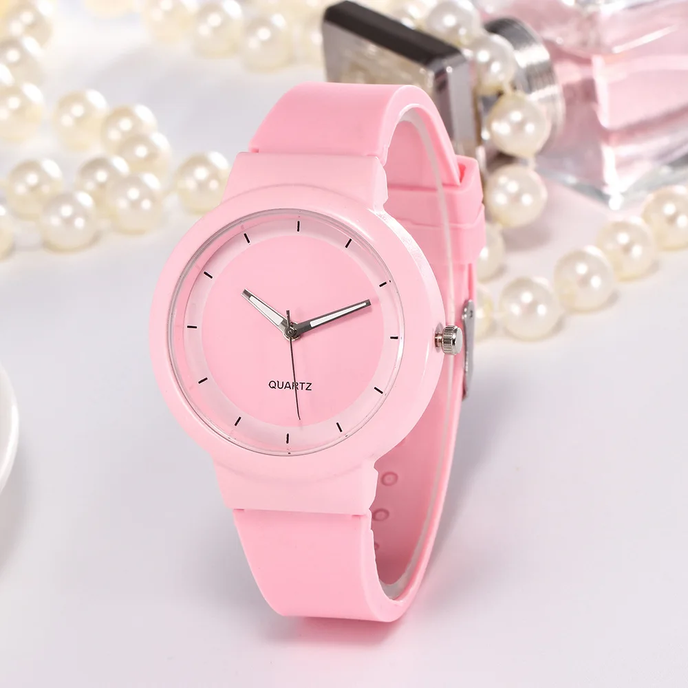 

Fashion Boy and Girl Watch Universal Candy Color Casual Simple Silicone Jelly Color Quartz Student Round Wristwatch Reloj Mujer