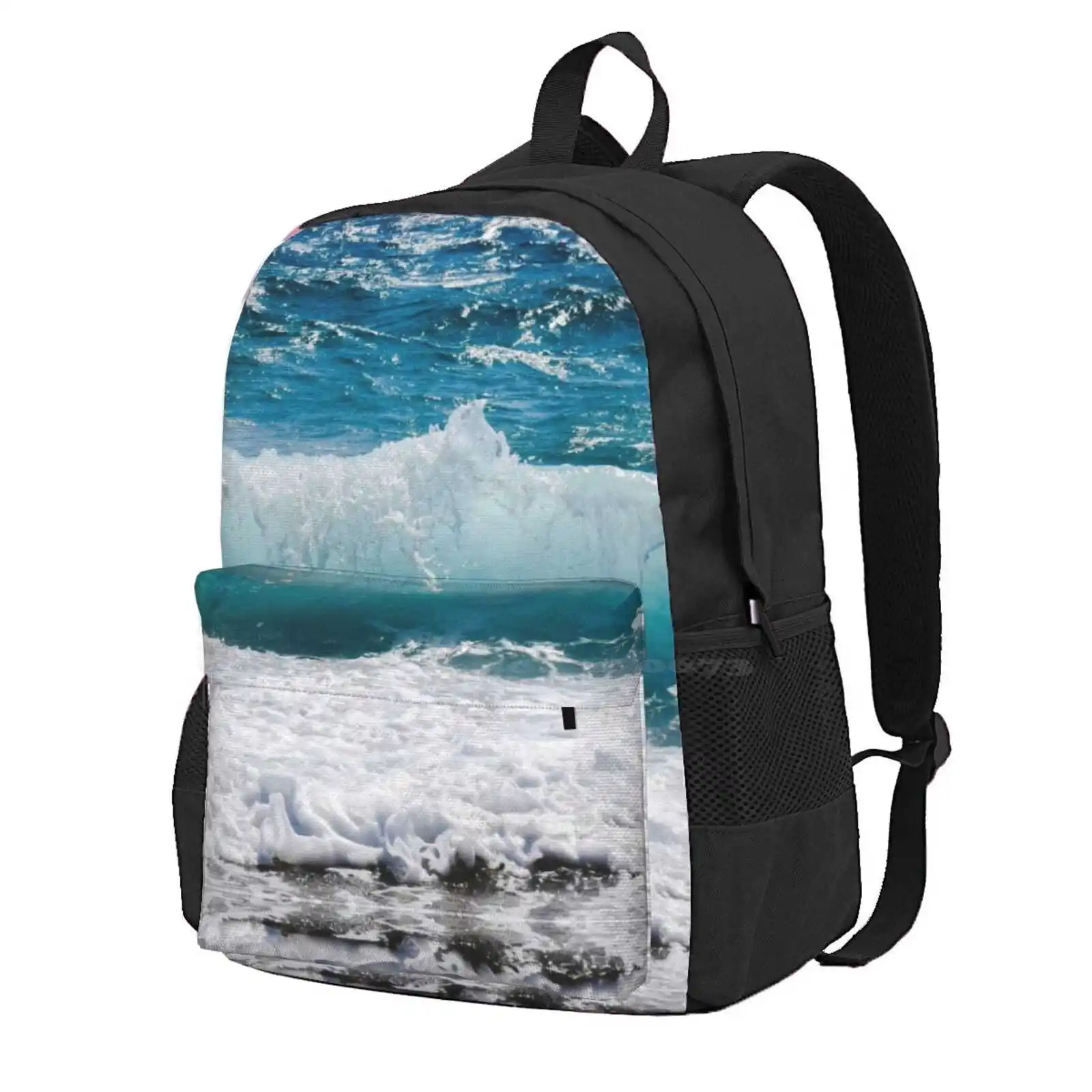 Blue Ocean Sea Wave Hot Sale Schoolbag Backpack Fashion Bags Blue Ocean Blue Sea Blue Waves Nature Blue Water