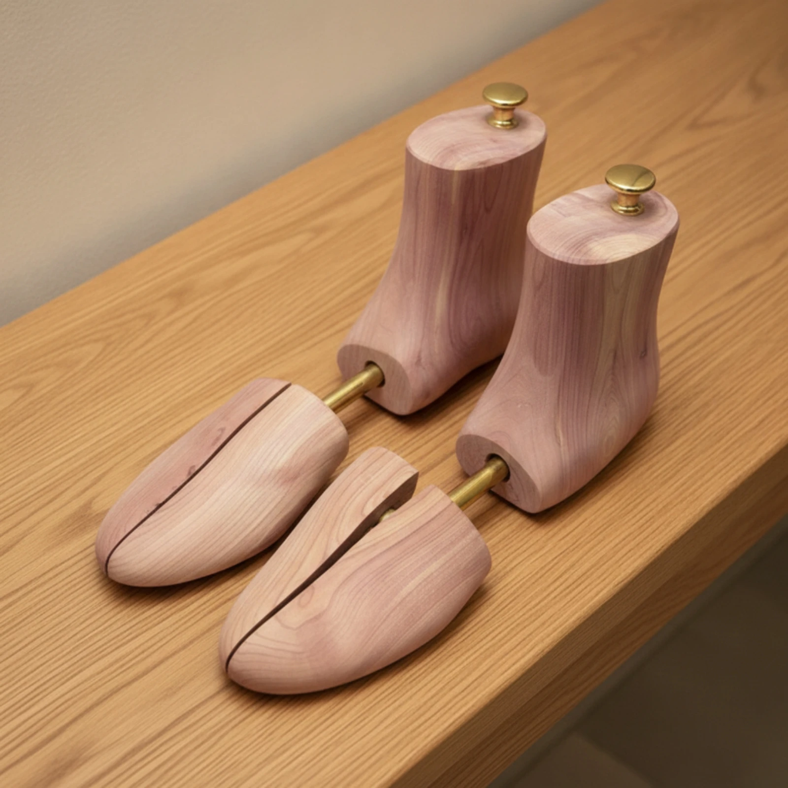 Adjustable Wooden Shoe Tree with Metal Bar Natural Fragrant High-Top Boot Tree Leather Shoe Shaper Wrinkle Preventing