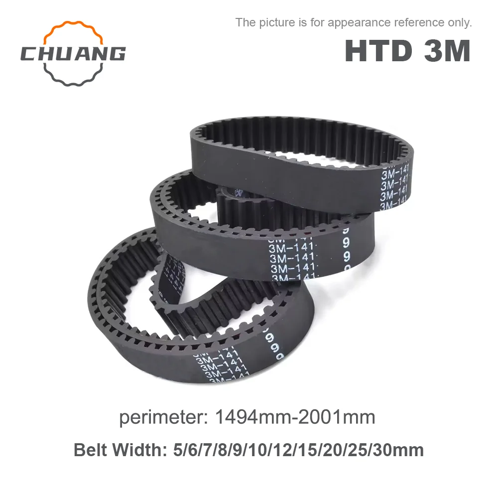 

HTD 3M Timing belt Length 1494mm-2001mm Width 5/6/7/8/9/10/12/15/20/25/30mm for CNC Belt HTD 3M Closed Loop Belts