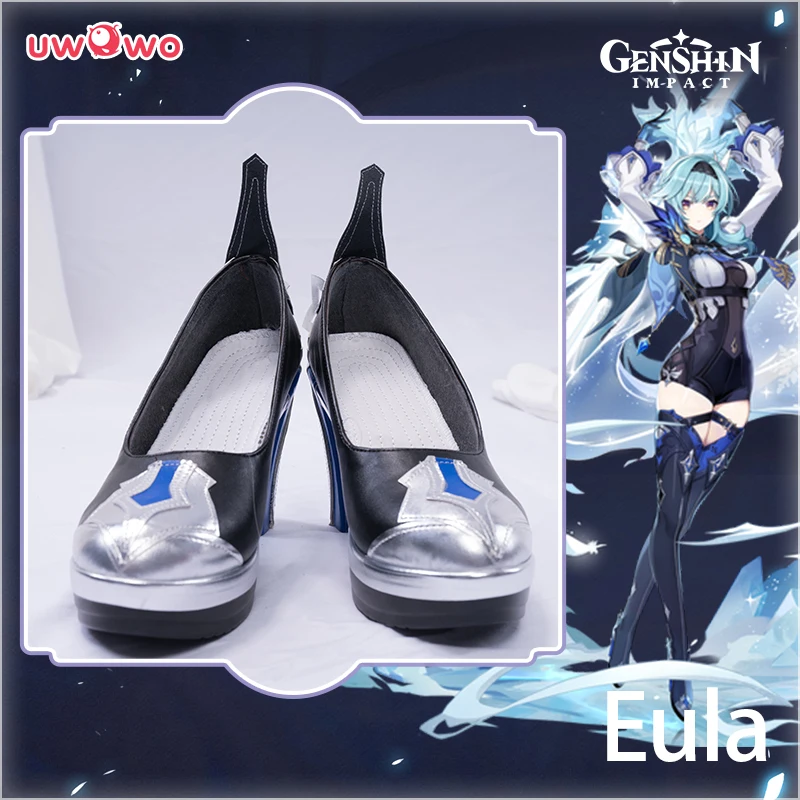 

UWOWO Eula Cosplay Shoes Game Genshin Impact Cosplay High-Heels Boots Footwear