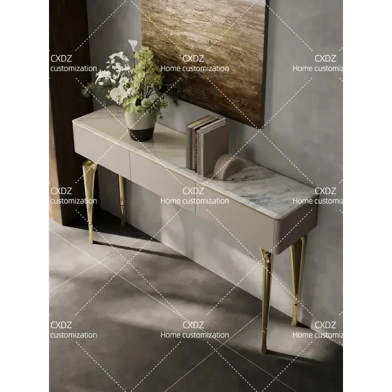 Modern Luxury Stone Entrance Cabinet High End Entryway Foyer Storage Unit Household Partition Locker Console Table