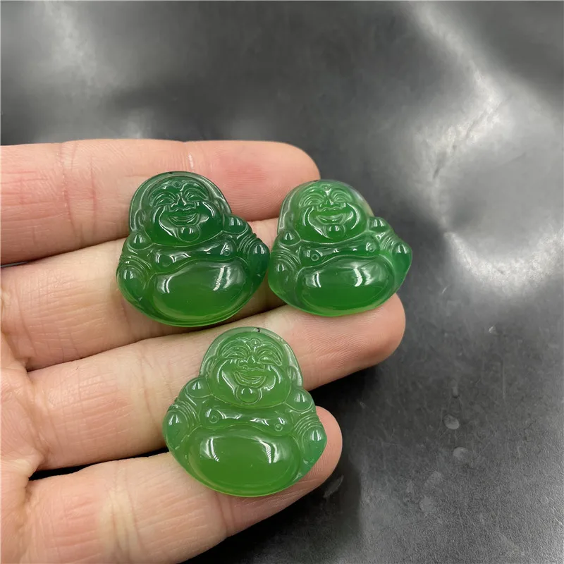 Cheap Jade Green Chalcedony Maitreya Buddha Pendant Emerald Green Agate Small Buddha Pendant Jade pendant