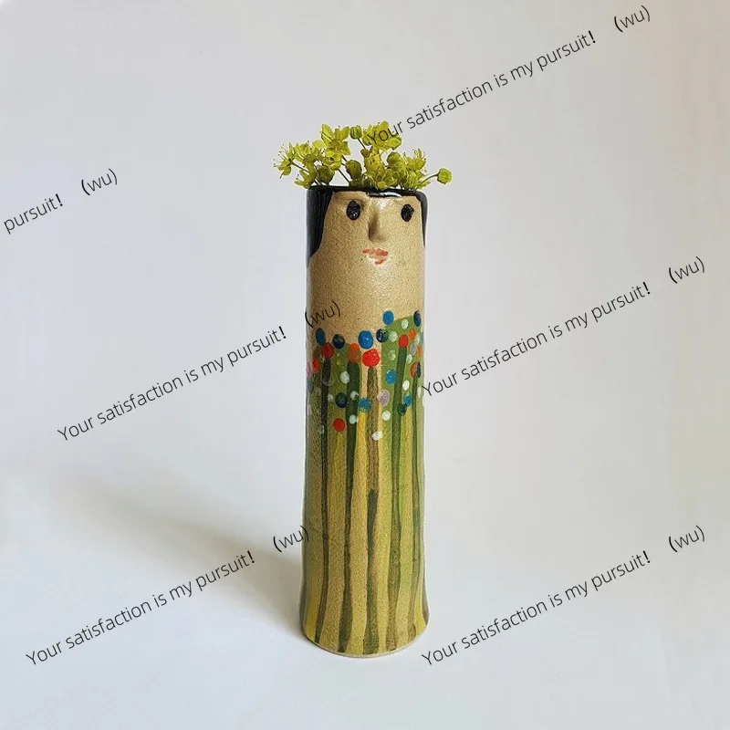 Bohemian face family vase dried flower handmade vase home resin handicraft ornament
