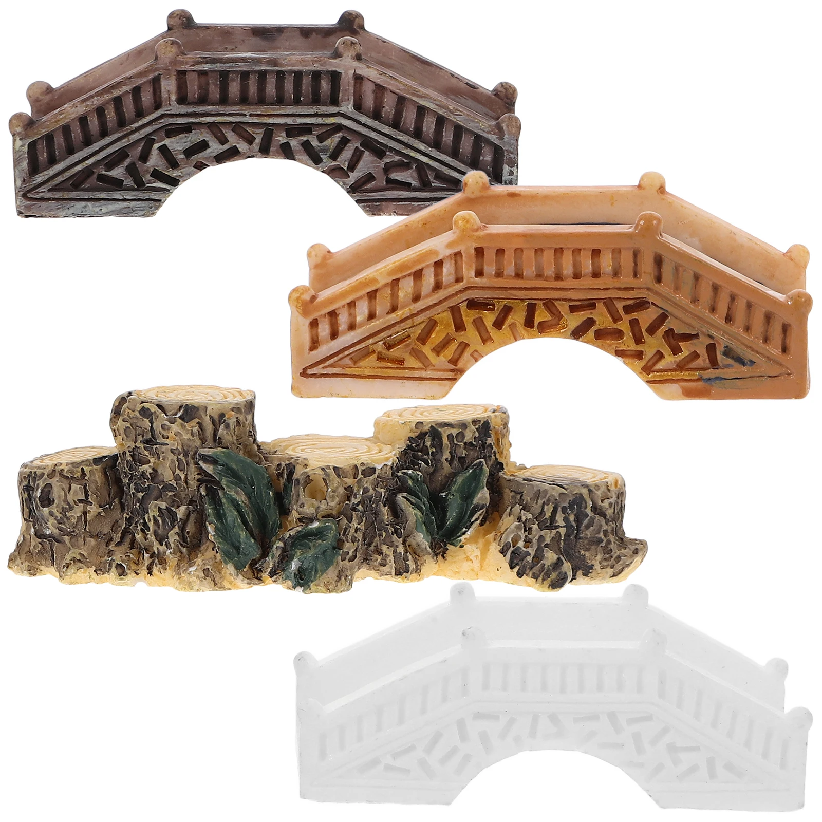 

4 Pcs Miniature Bridge Mini Garden Arch House Accessory PVC Realistic Simulation Decor Micro Scene Statue Gardening