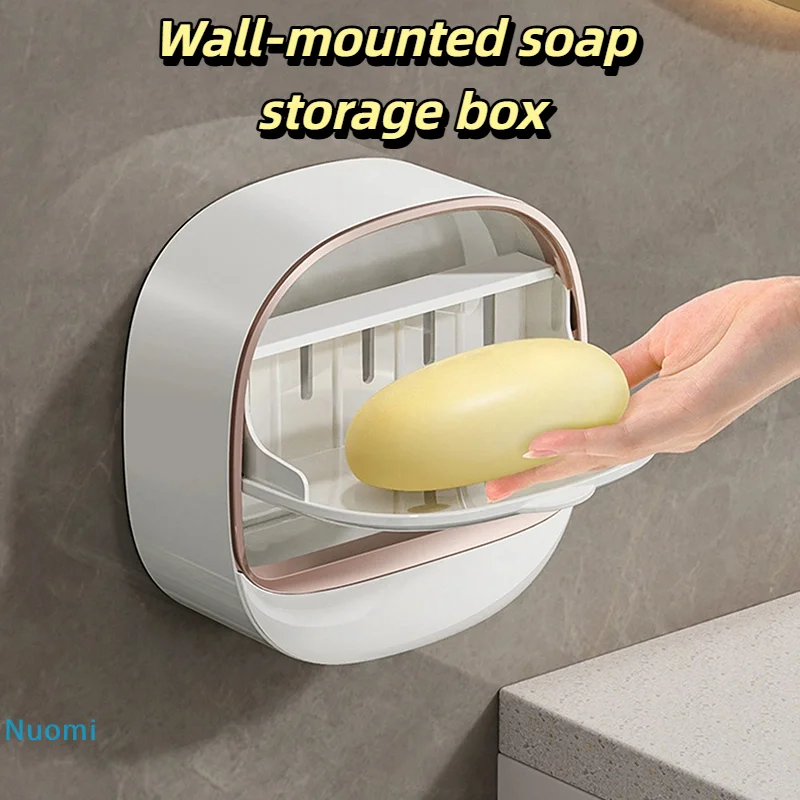 

1PC Soap Box Wall-Mounted Light Luxury Soap Holder Punch-Free Soap Box Drain Laundry Soap Box Bathroom Accessories