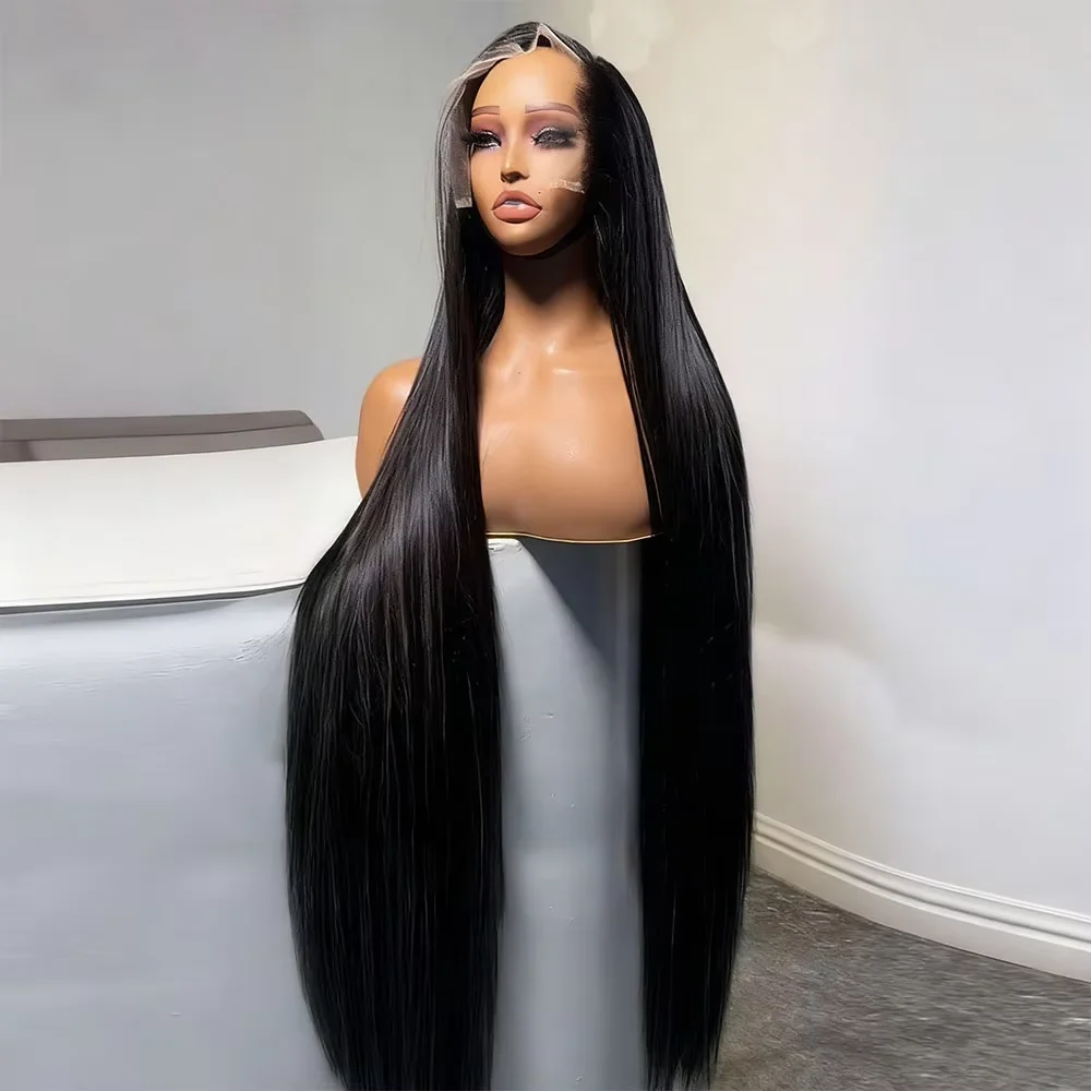 

30-дюймовый парик с прозрачной HD-основой 13x4, прямые волосы, бразильские человеческие волосы, парик с кружевной застежкой 5x5 без клея для чернокожих женщин